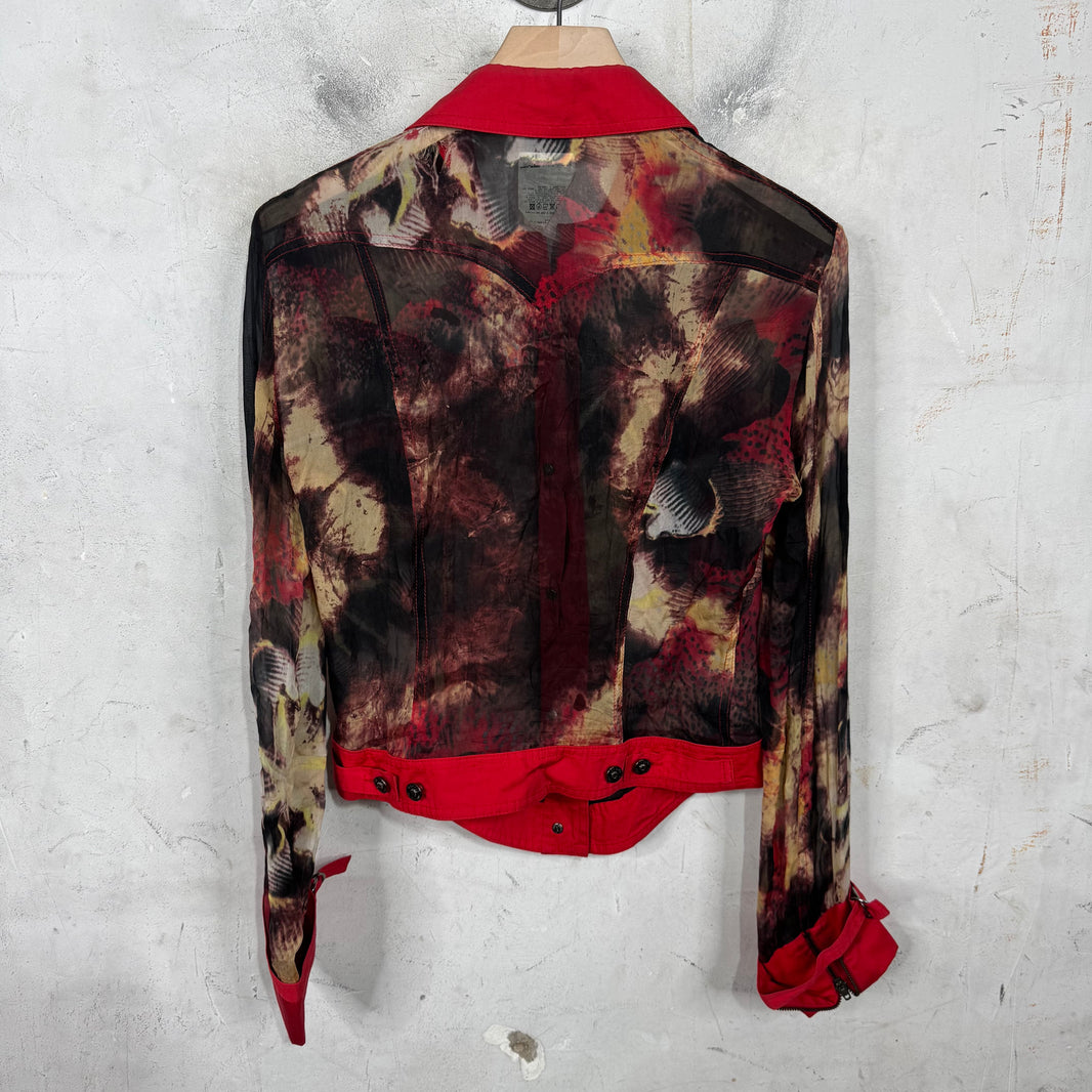 Versace Sheer Silk Printed Trucker Jacket