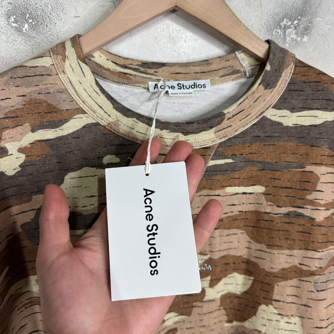 Acne Studios Camo Rhinestone Logo L/S T-Shirt
