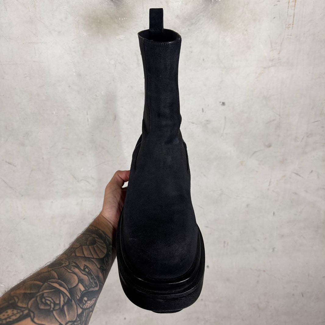 Rick Owens Black Suede Bogun Boots