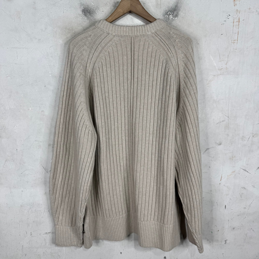 Helmut Lang Cream Ribbed Knit Sweater