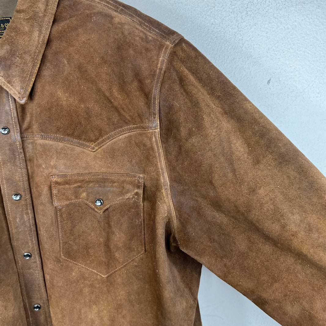 RRL Rough Out Suede Snap Button Overshirt