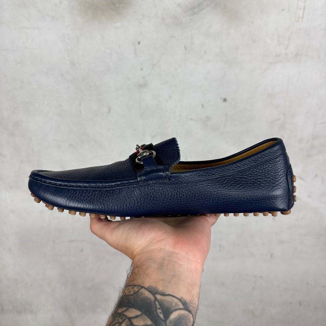 Gucci Navy Driver Flats