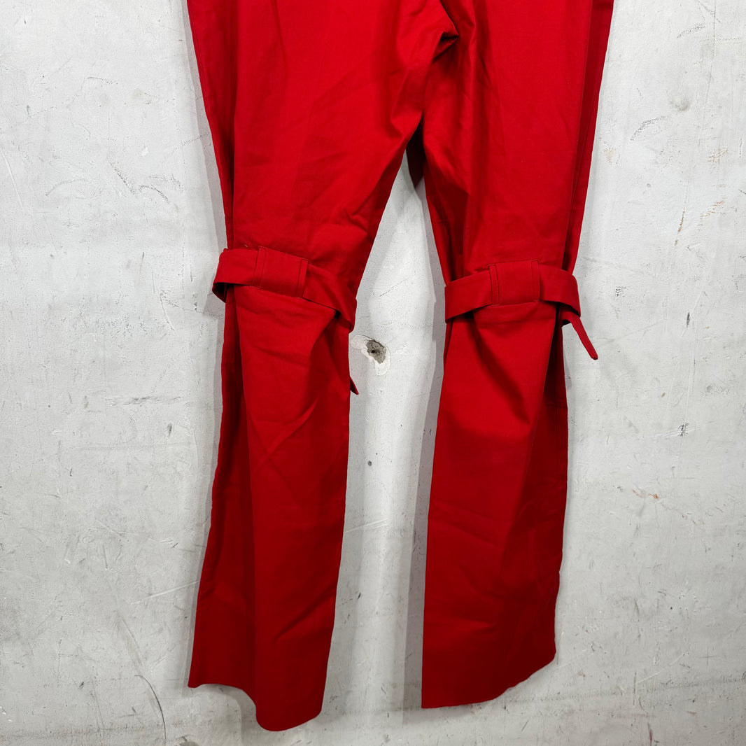 Bottega Veneta Gabardine Knee Strap Pants Red