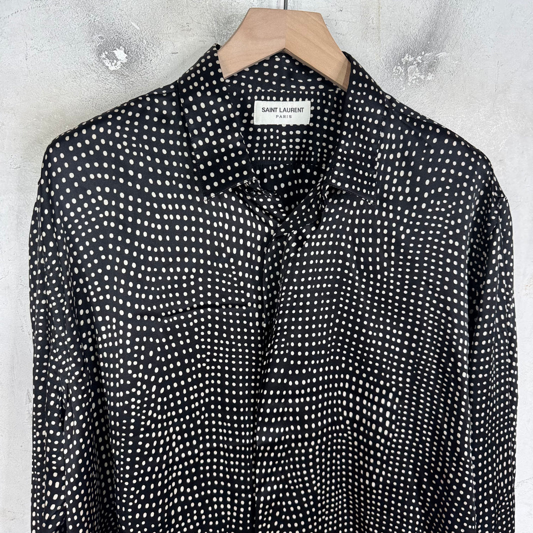 Saint Laurent Black Dotted Silk L/S Shirt
