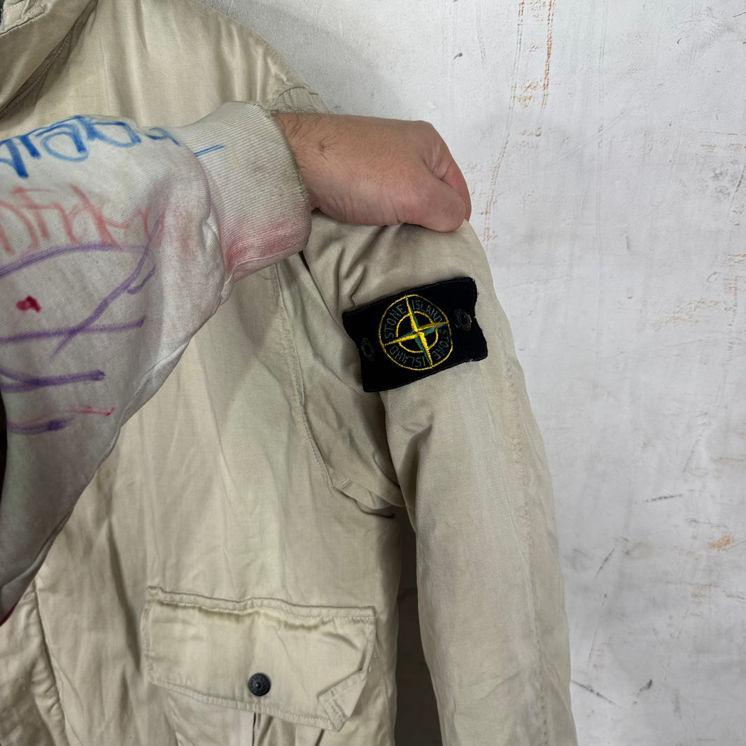 Stone Island 90's Beige Padded Canvas Lined Jacket