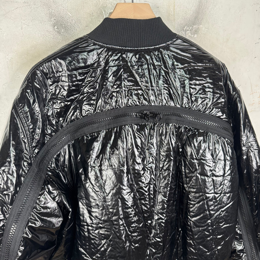 Dries Van Noten Black Glossy Back Zip Bomber