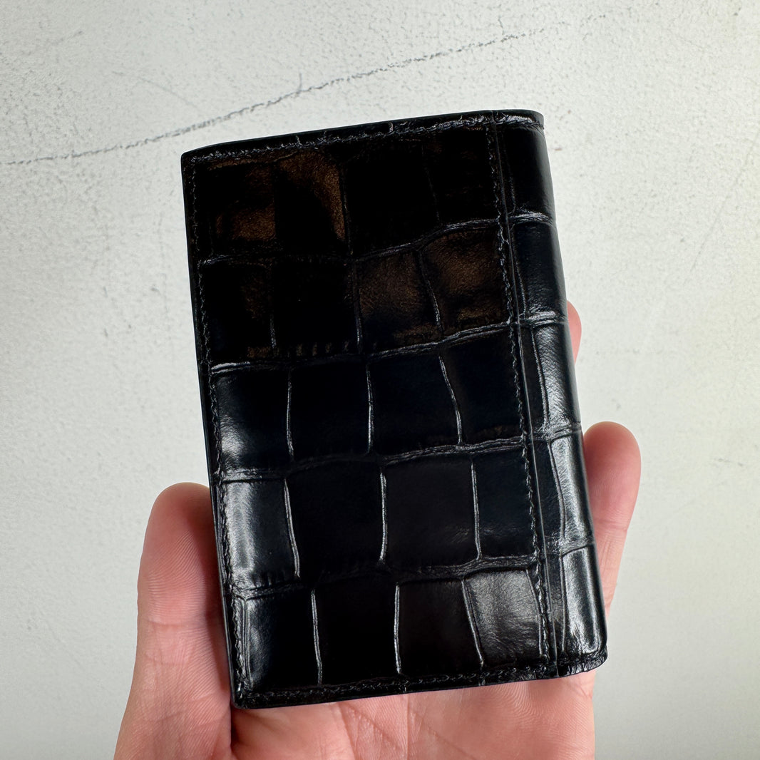 Balenciaga Snap Fold Metal Plaque Croc Wallet