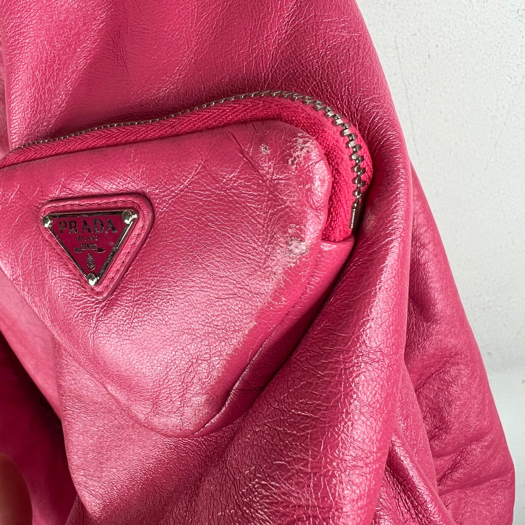 Prada Pink Oversized Nappa Leather Bomber Jacket