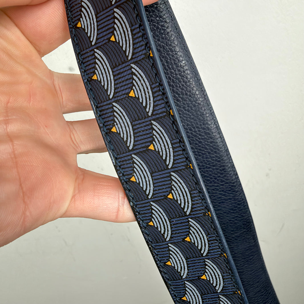 Faure Le Page Blue Monogram Leather Belt