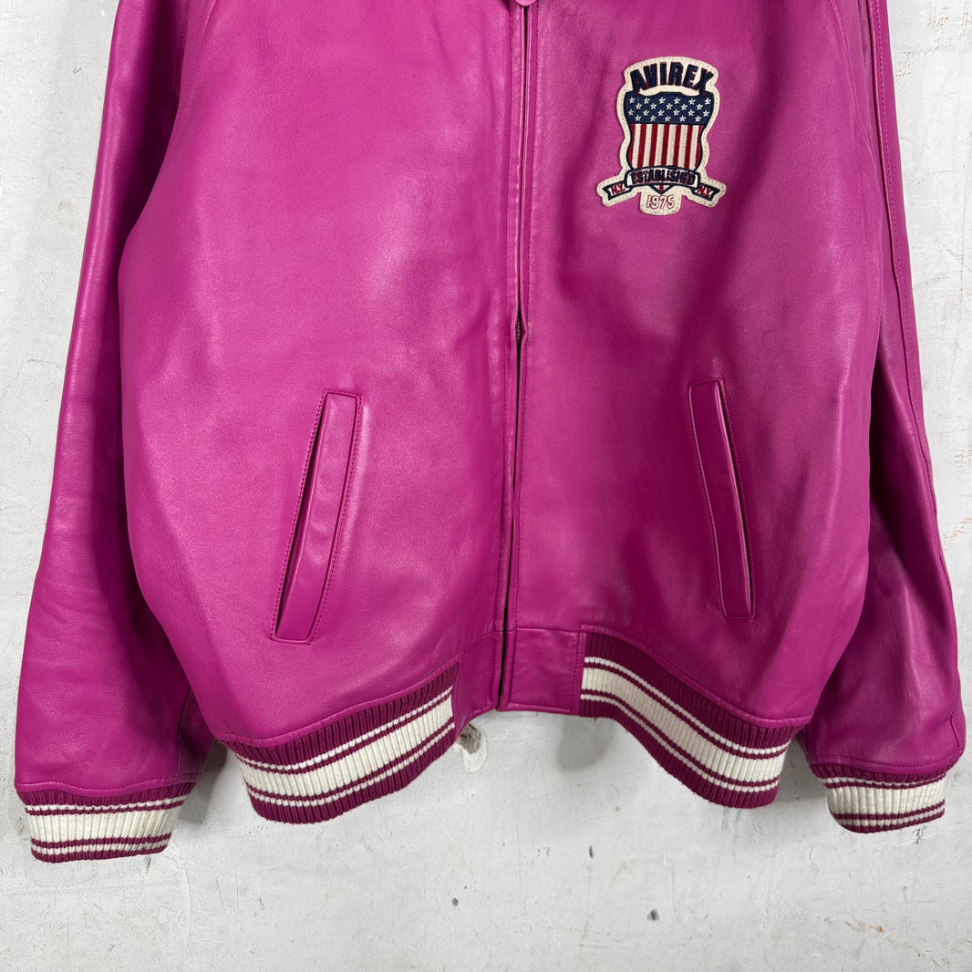 Avirex Pink Crest Leather Jacket