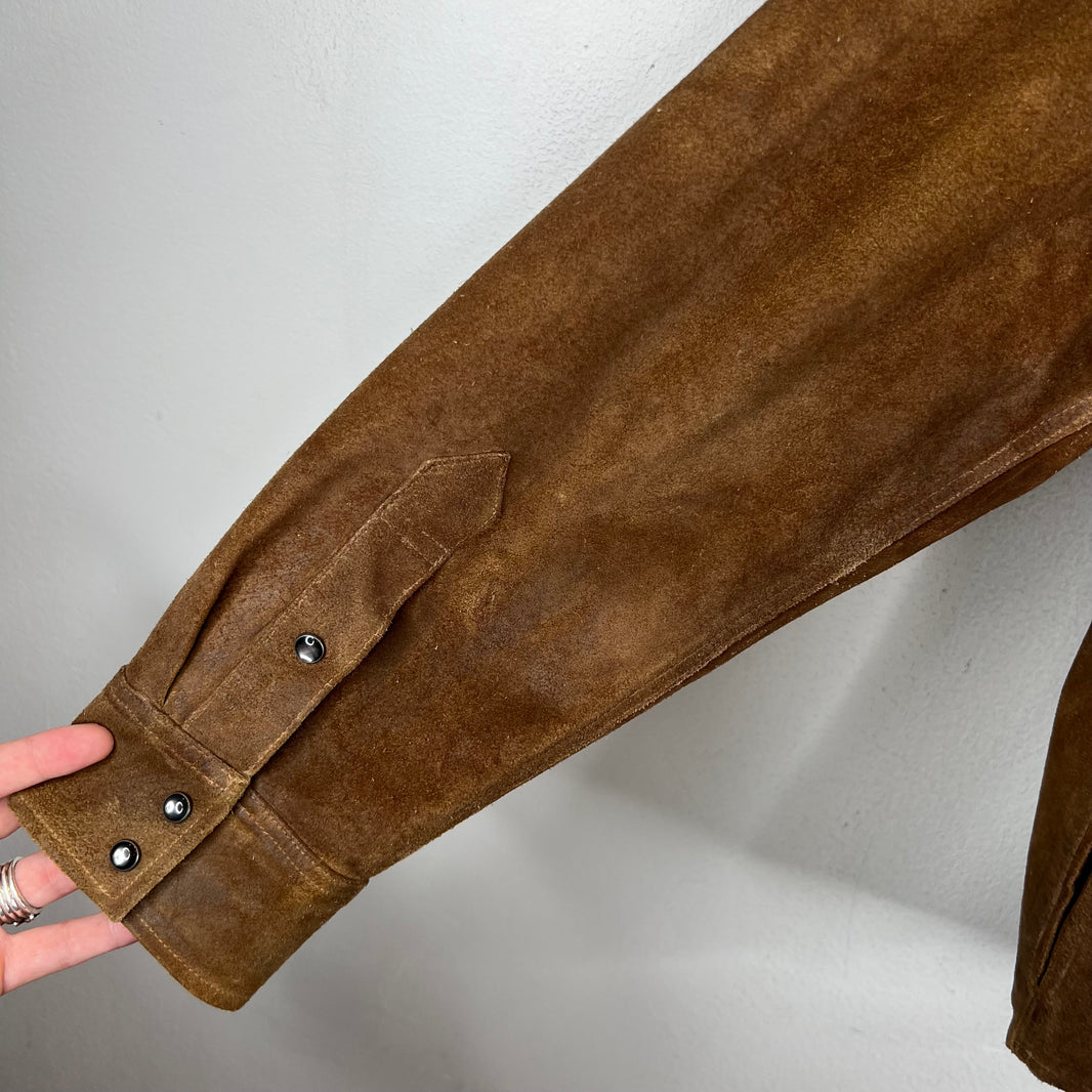 RRL Rough Out Suede Snap Button Overshirt