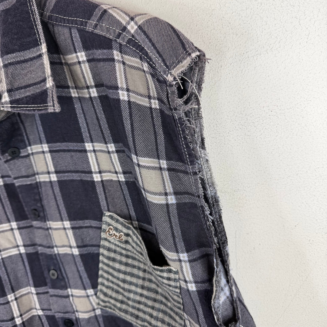 ERL Cut-Sleeve Plaid Shirt