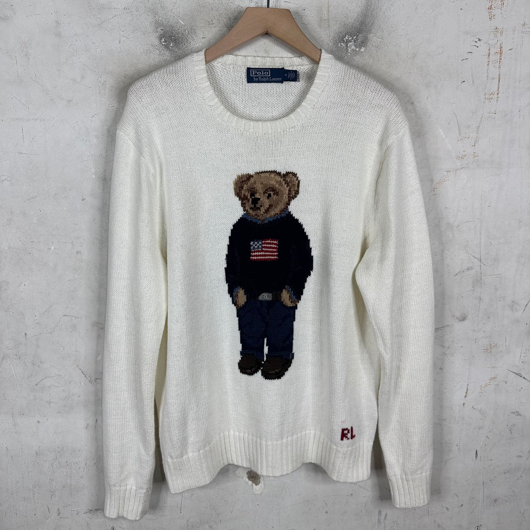 Ralph Lauren White Polo Bear Sweater