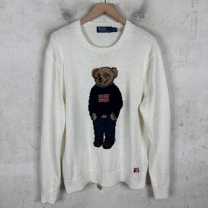 Ralph Lauren White Polo Bear Sweater