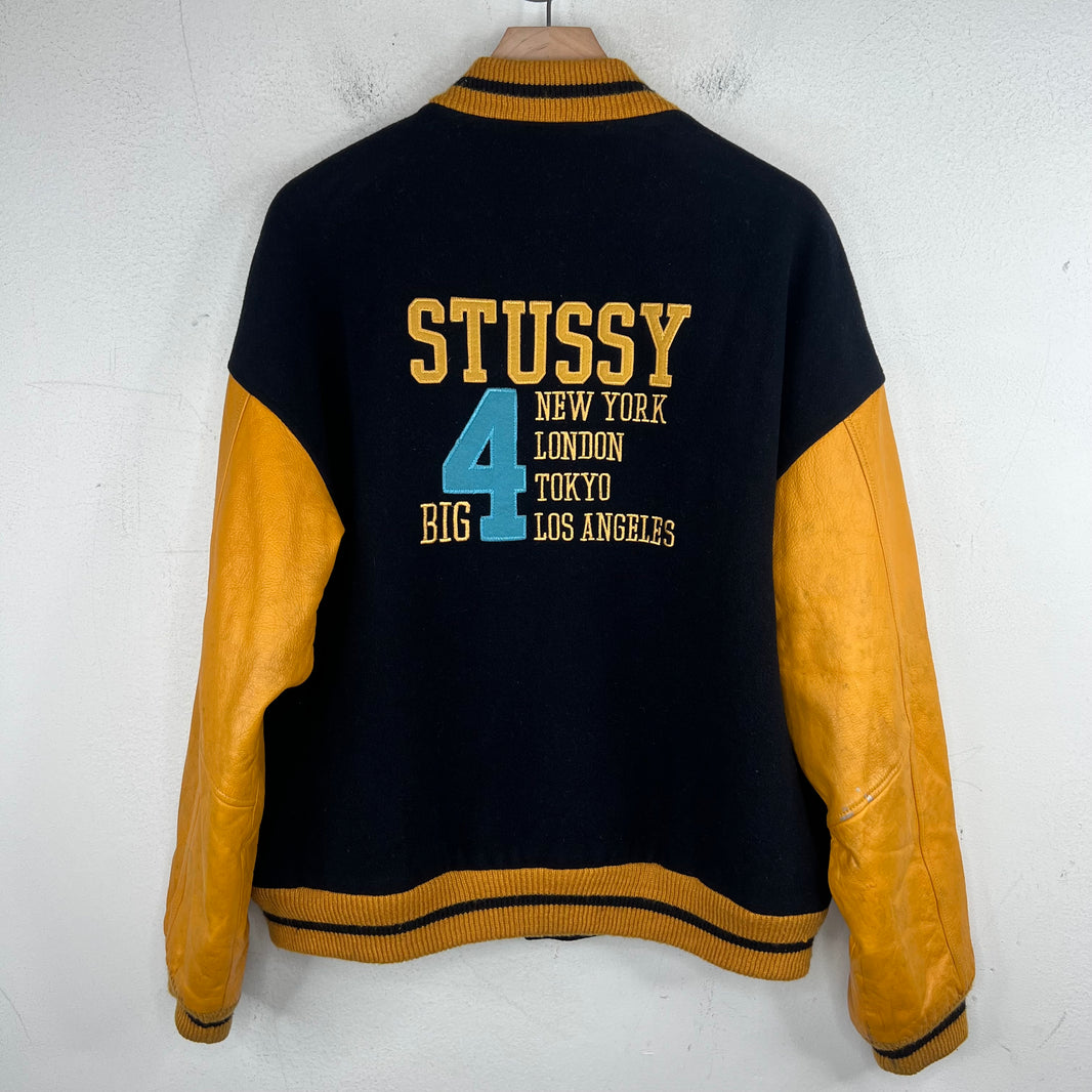Stussy Big 4 Navy/Yellow Varsity Jacket