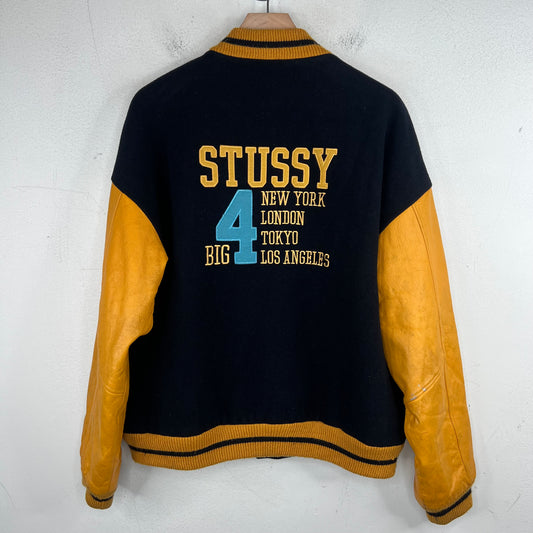 Stussy Big 4 Navy/Yellow Varsity Jacket