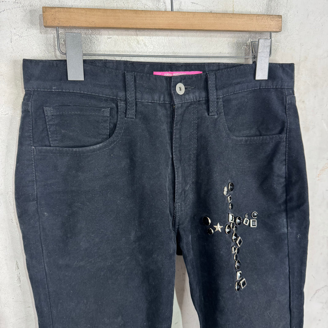 Junya Watanabe 2003 Velvet Cross Studded Pants