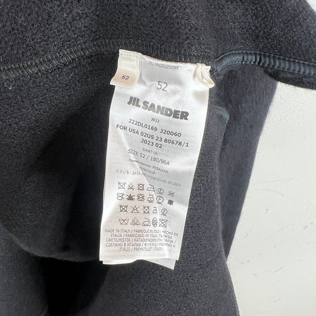 Jil Sander Black Alpaca/Wool Blend Snap Button Overshirt