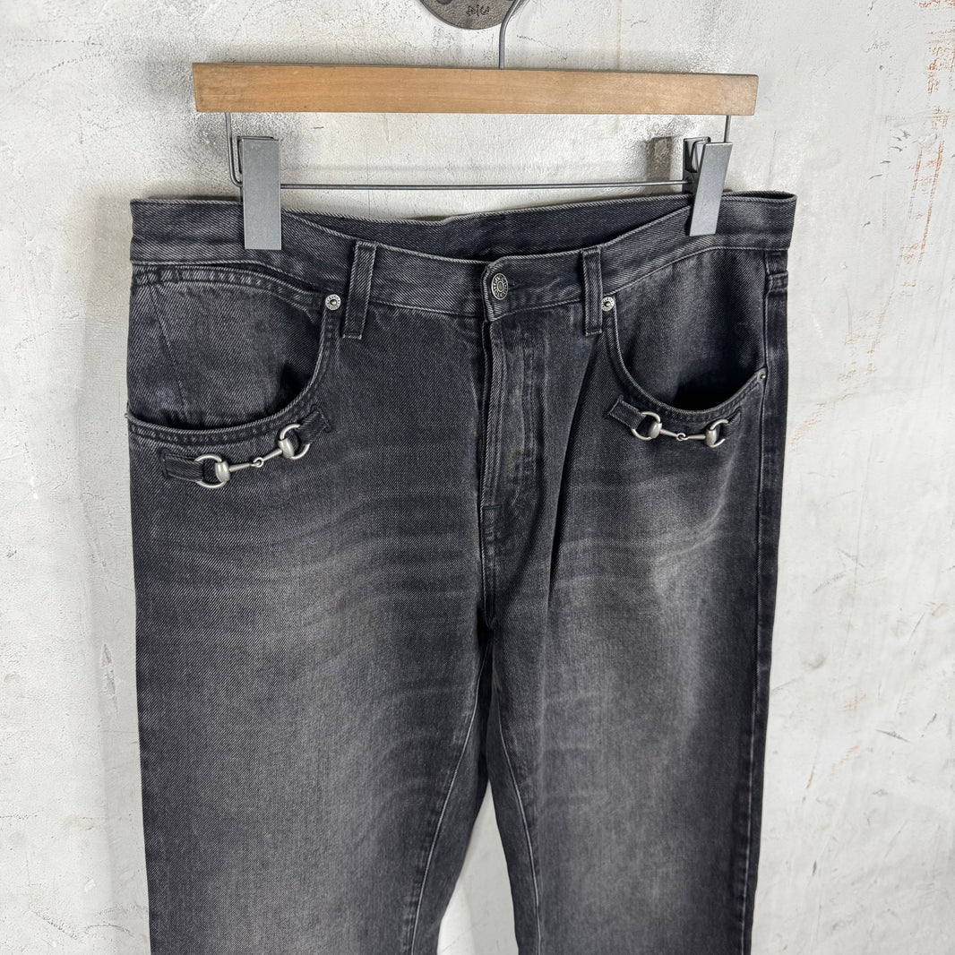 Gucci Washed Black Horsebit Jeans