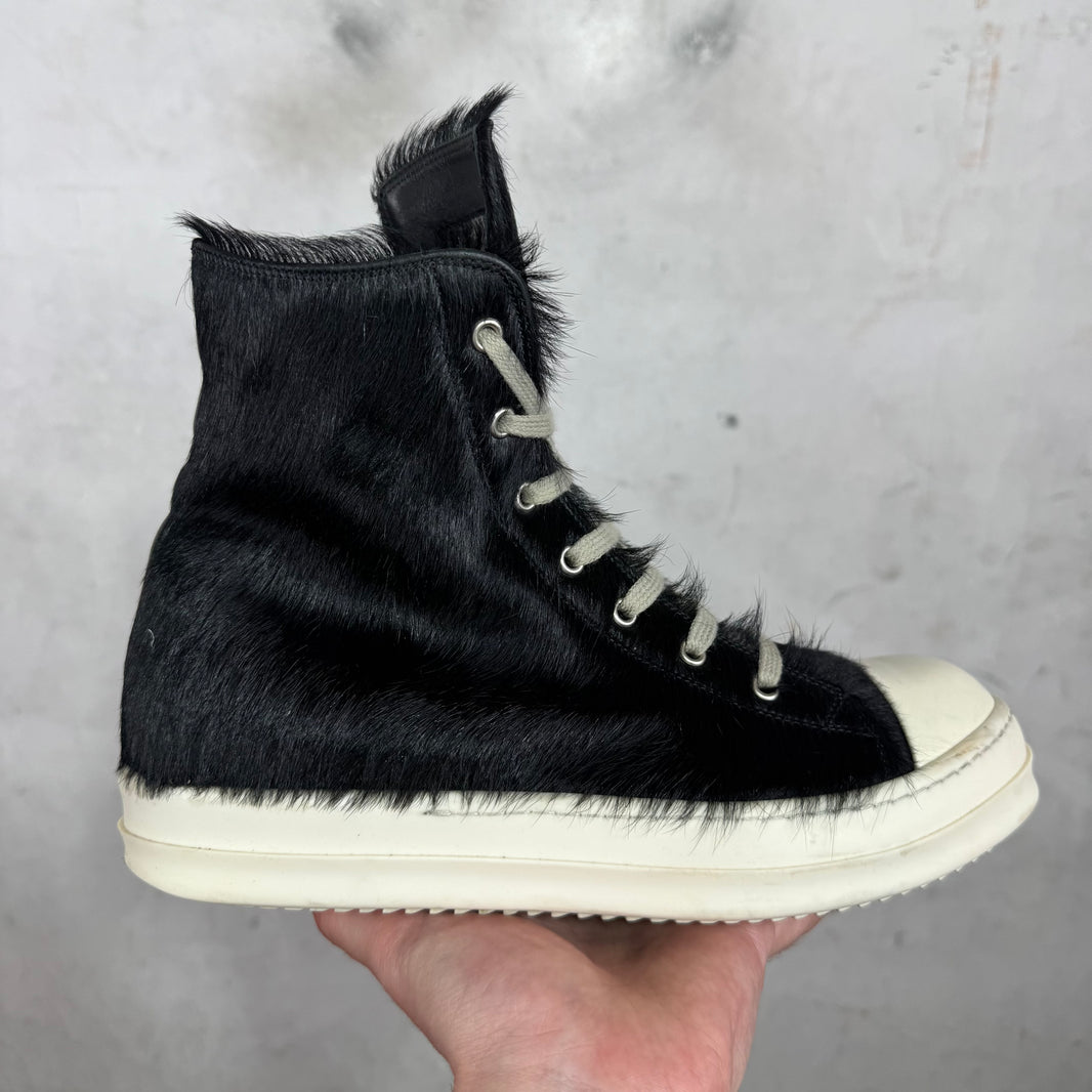 Rick Owens Black Ponyhair Ramone Highs