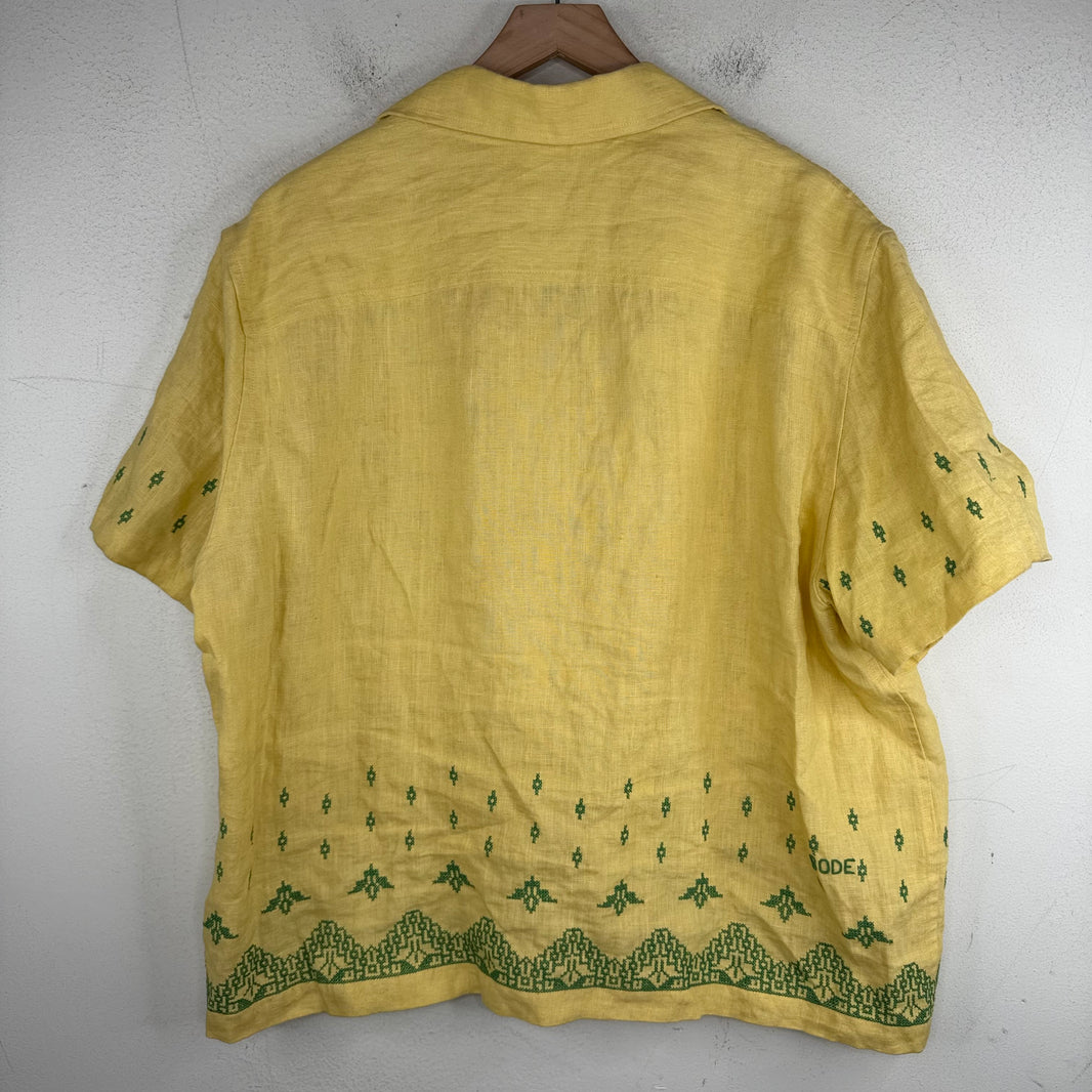 Bode Yellow Green Peak Embroidered Shirt