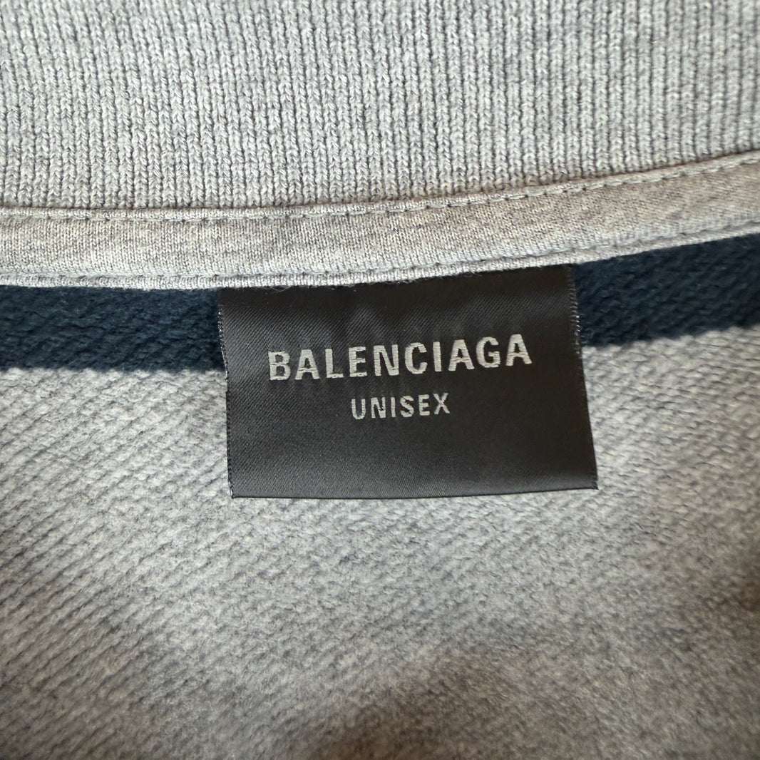 Balenciaga Navy/Gray Striped Thick Polo T-Shirt