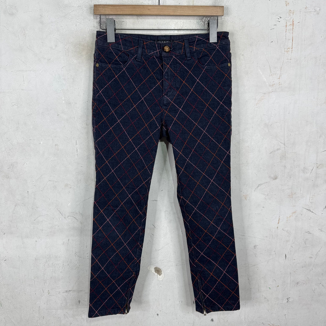 Chanel Womens Quilted Multicolor Jeans