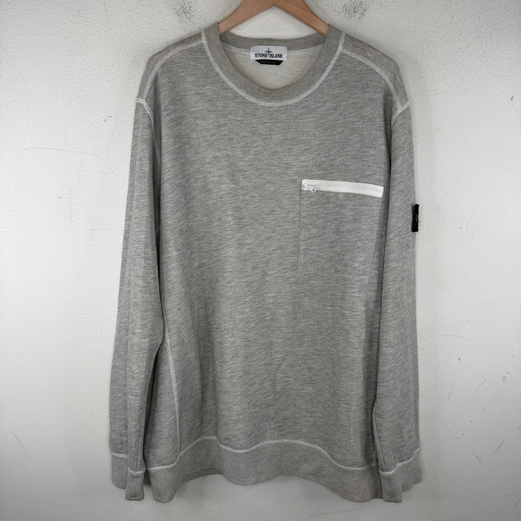 Stone Island Gray Zipper Pocket Crewneck