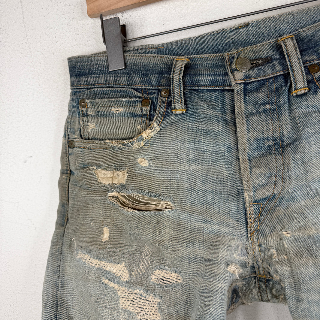 RRL Chopped Distressed Denim Shorts
