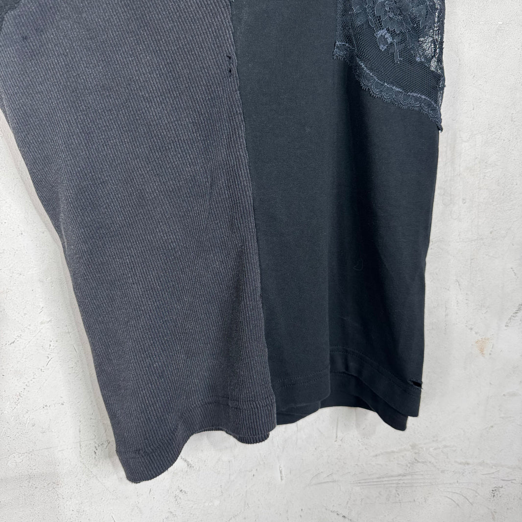 Balenciaga Split Reconstructed Lace Trim Top