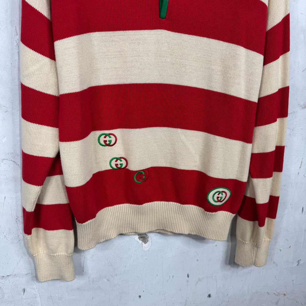 Gucci Logo Embroidered Stripe Sweater