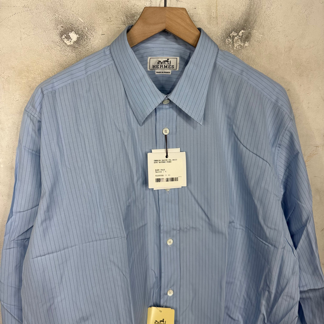 Hermes Blue Pinstriped Button Shirt