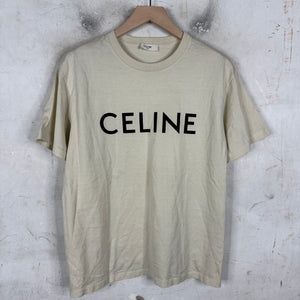 Celine Beige Logo T-Shirt