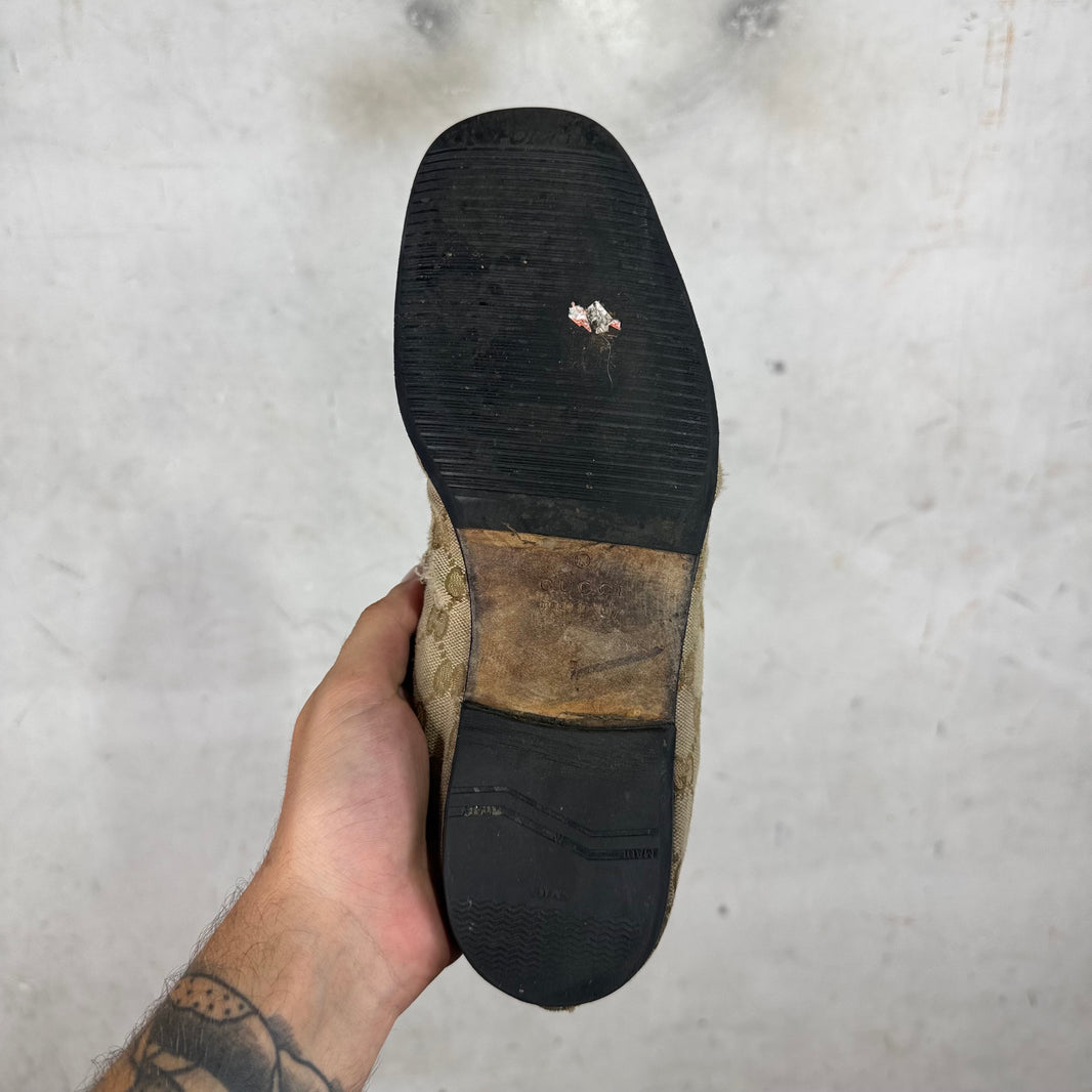 Gucci Monogram Ragazzo Horsebit Mules