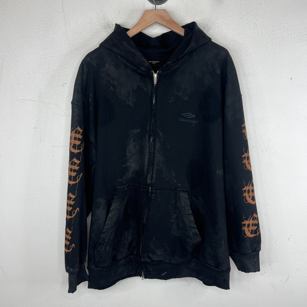 Balenciaga 3B Heavy Metal Logo Zip Hoodie
