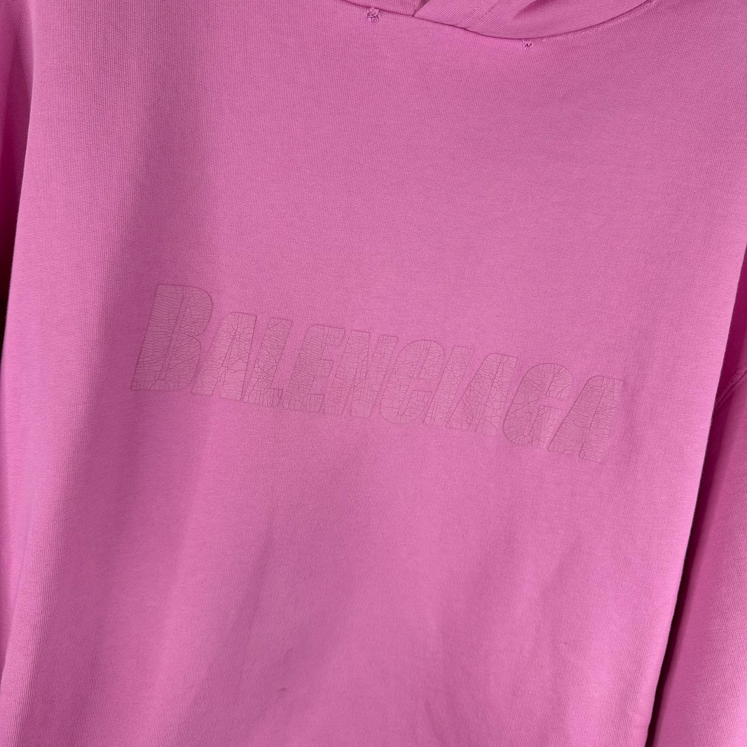 Balenciaga Pink Tonal Cracked Logo Hoodie