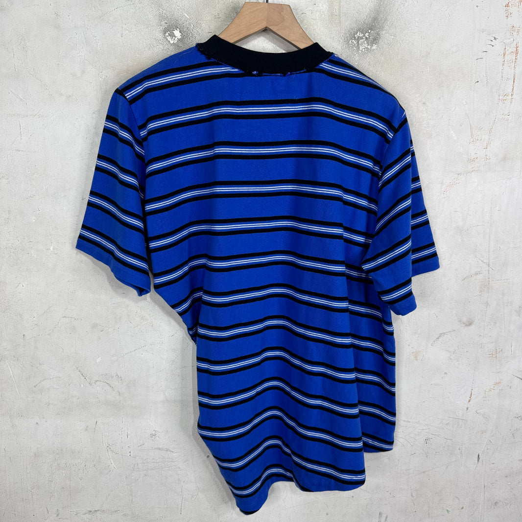 Sacai Blue Striped Asymmetrical T-Shirt