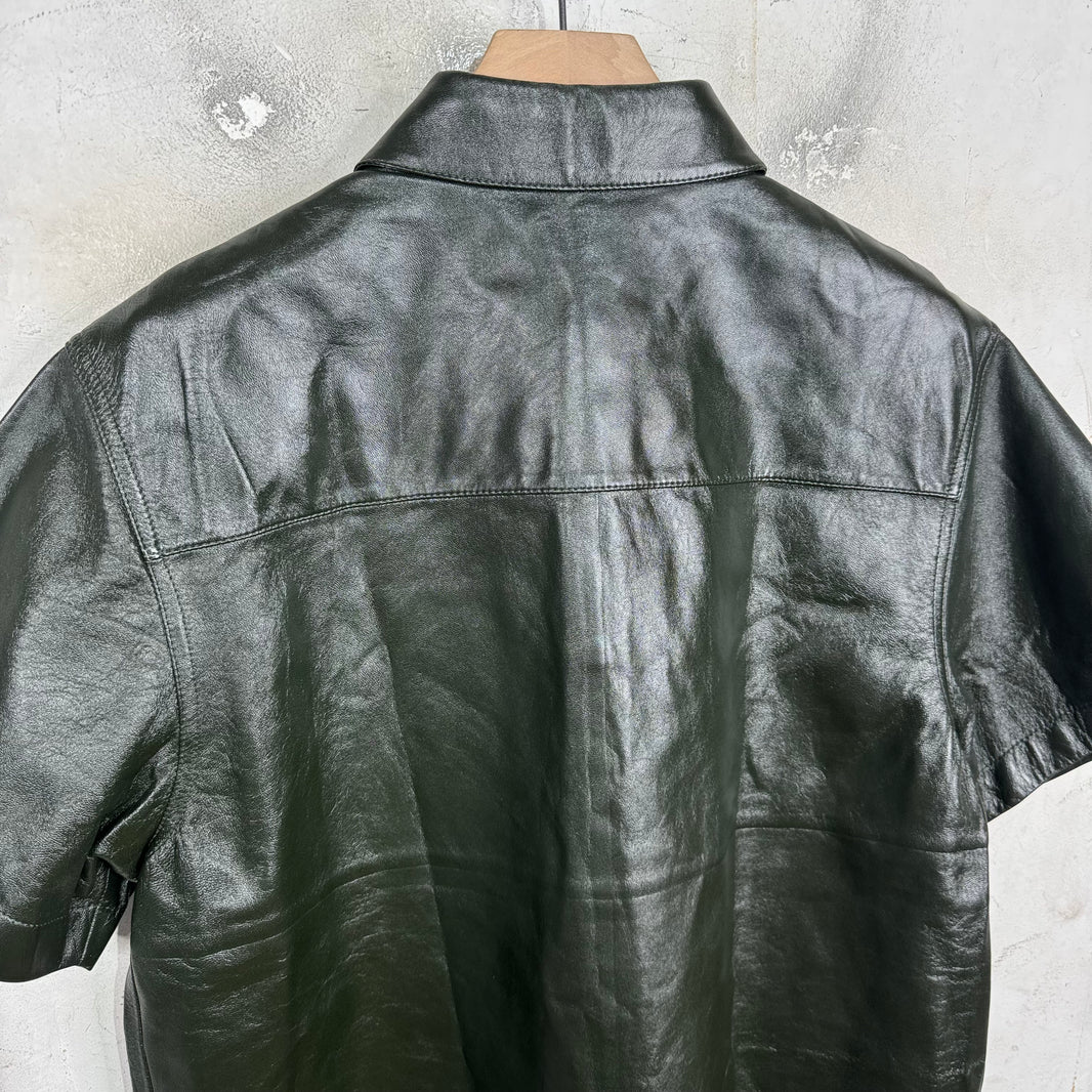 Bottega Veneta Green Leather S/S Shirt