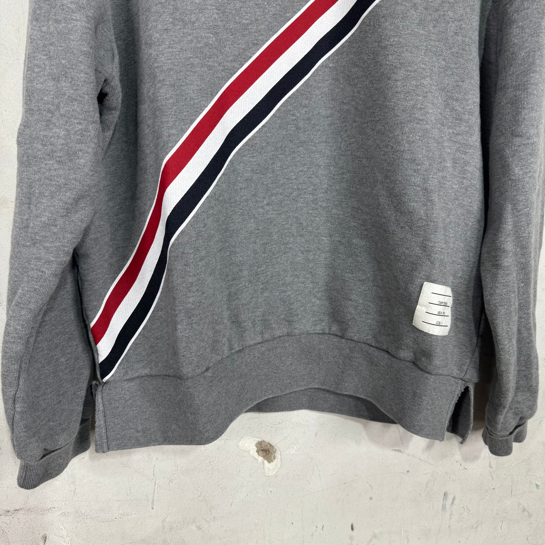 Thom Browne Grey Diagonal Striped Crewneck