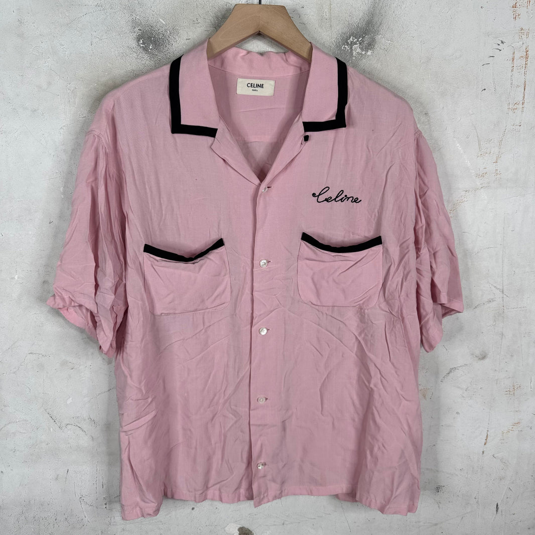 Celine Script Bowling Rayon Shirt