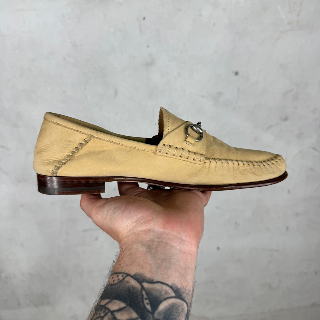 Gucci Beige Soft Leather Horsebit Mules