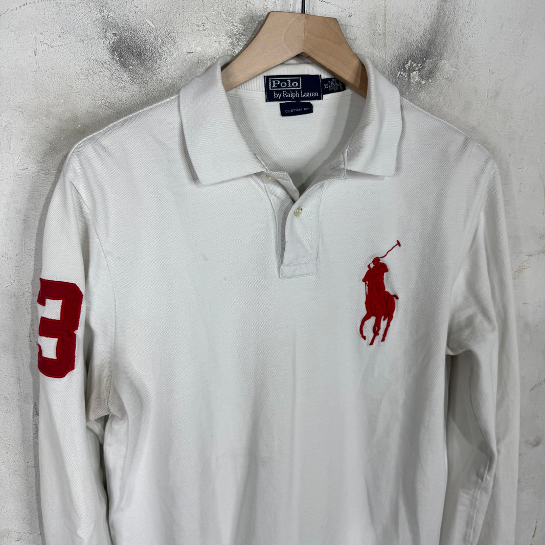 Ralph Lauren White Red Big Pony #3 L/S Polo