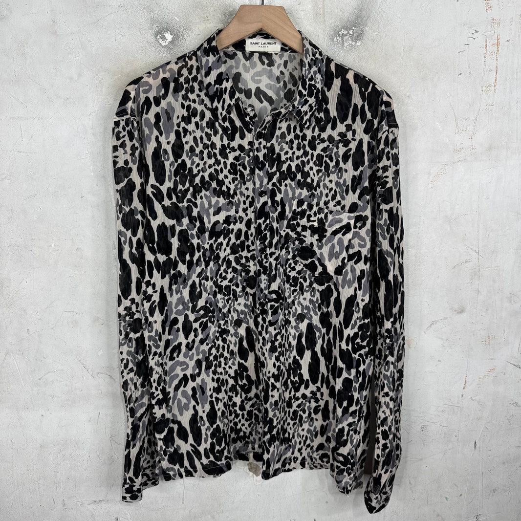 Saint Laurent Cow Silk Pleated Shirt
