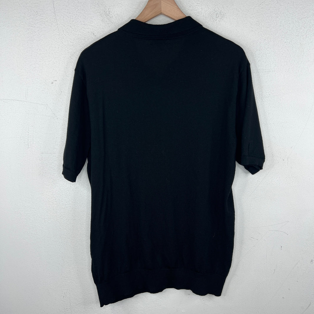Dries Van Noten Black Wool Polo T-Shirt