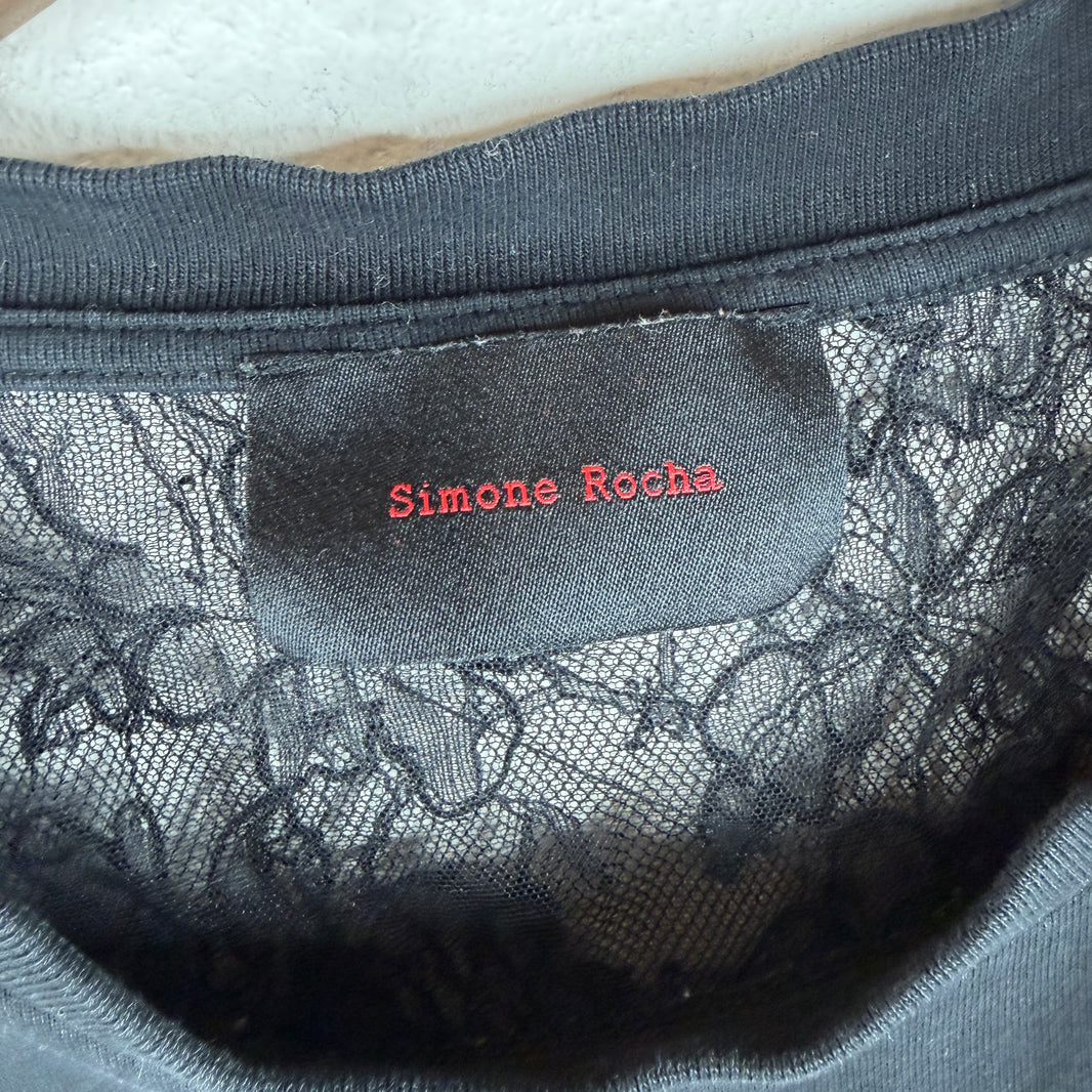 Simone Rocha Hybrid Mesh Lace Sleeveless T-Shirt