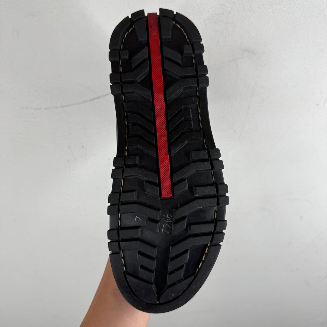 Prada Red/Black Strapped Hi Top Boots