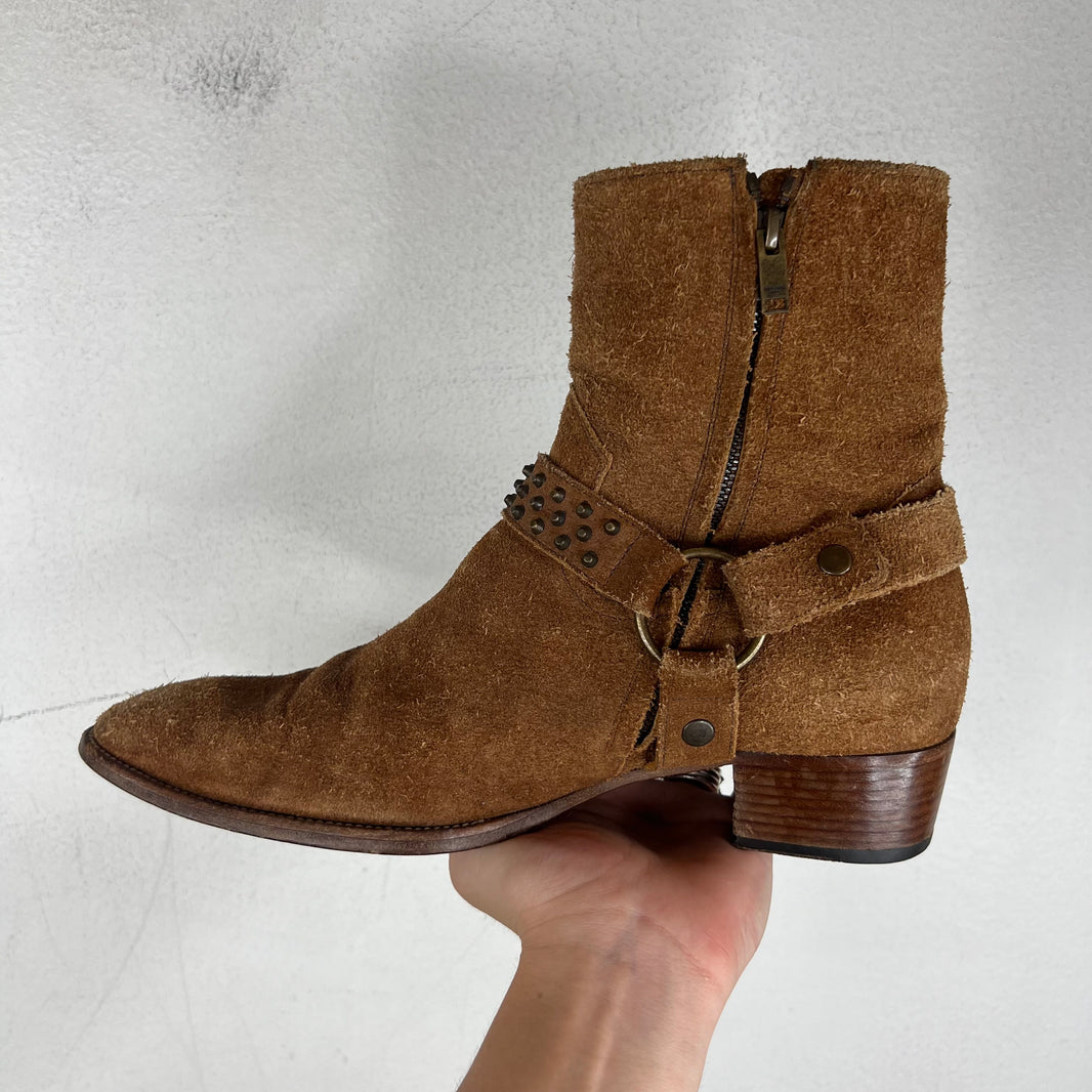 Saint Laurent Studded Suede Wyatt Boots