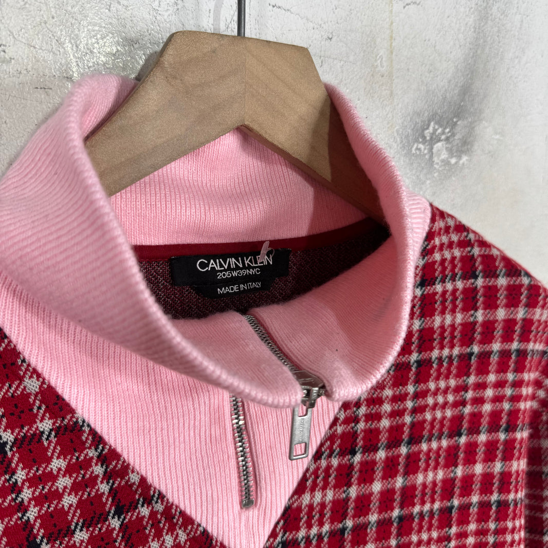 Calvin Klein 205W39NYC 1/4 Zip Plaid Sweater