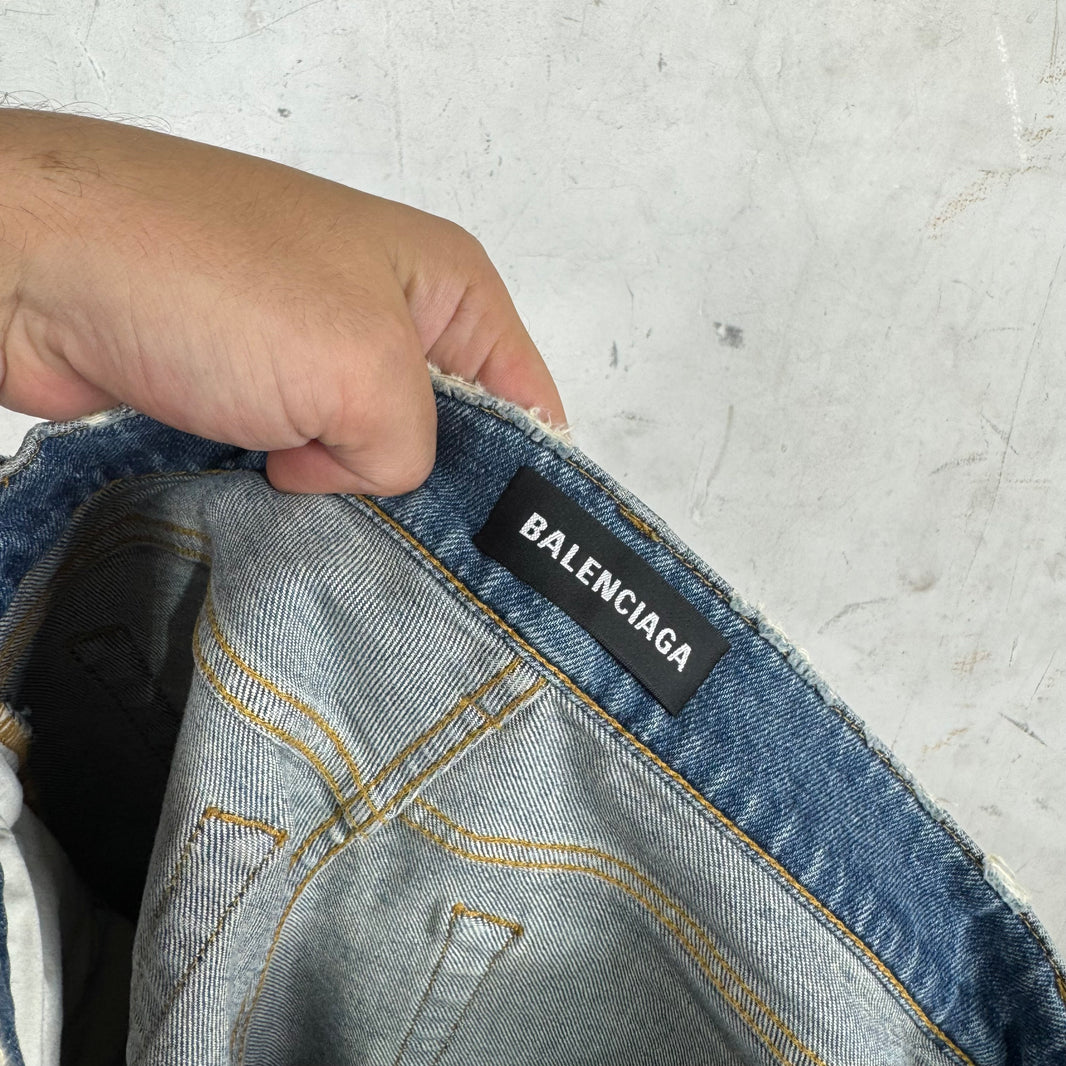 Balenciaga Medium Wash Distressed Skinny Jeans