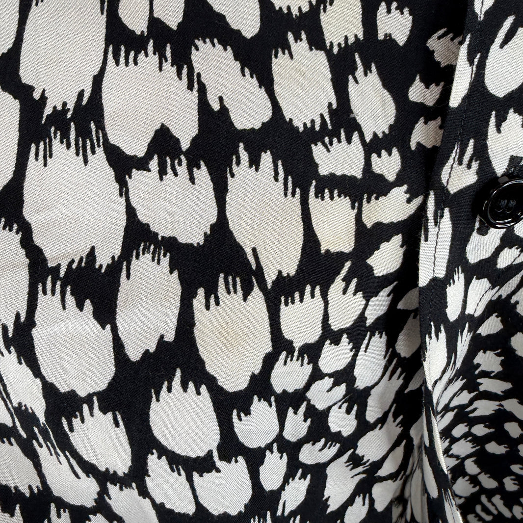 Celine Black/White Printed Viscose Button Up Shirt